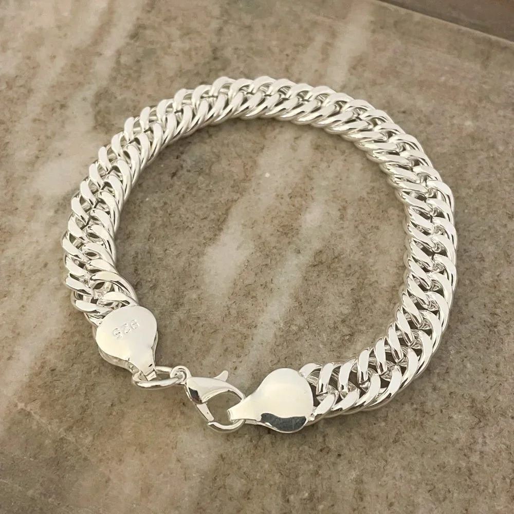 925 Sterling Silver Chunky Chain Link Bracelet Silver Large Link Bracelet 925 Sterling Silver Chunky Chain Link Bracelet Silver Large Link Bracelet
